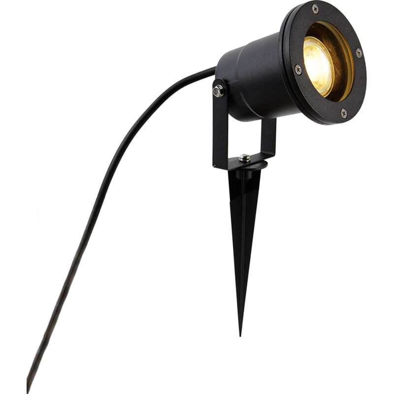 foto del prodotto qazqa lampada palo da giardino basic moderno alluminio,vetro nero tondo max. 1 x watt