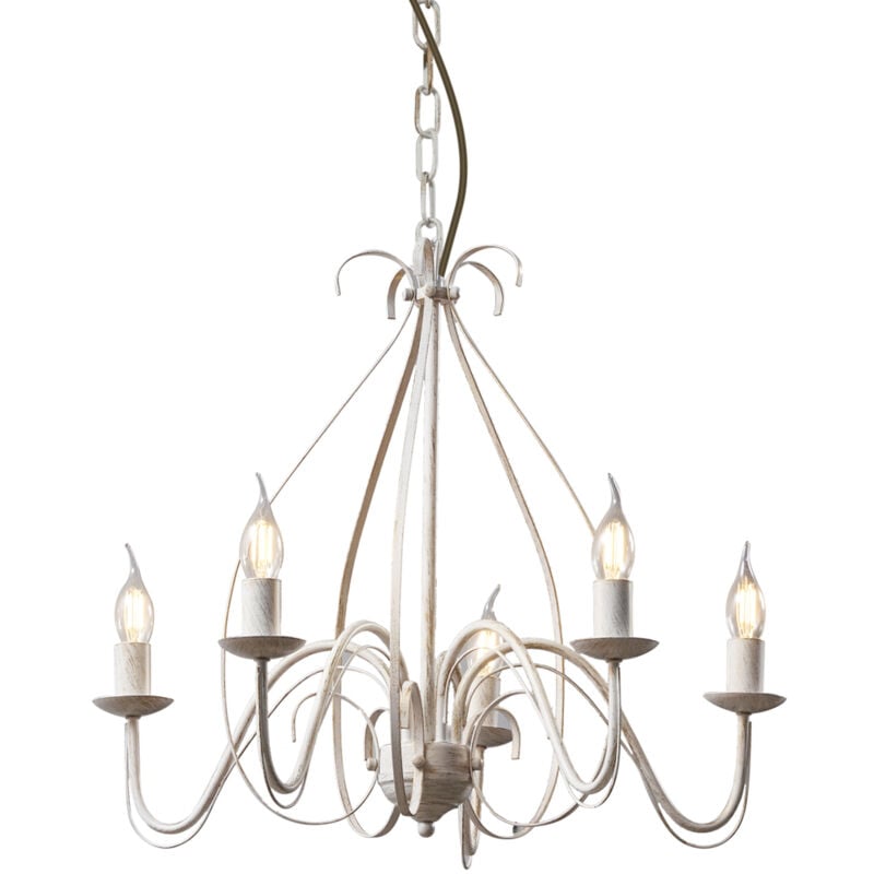 foto del prodotto qazqa lampadario stile italiano giuseppe rustico acciaio crema tondo max. 5 x watt