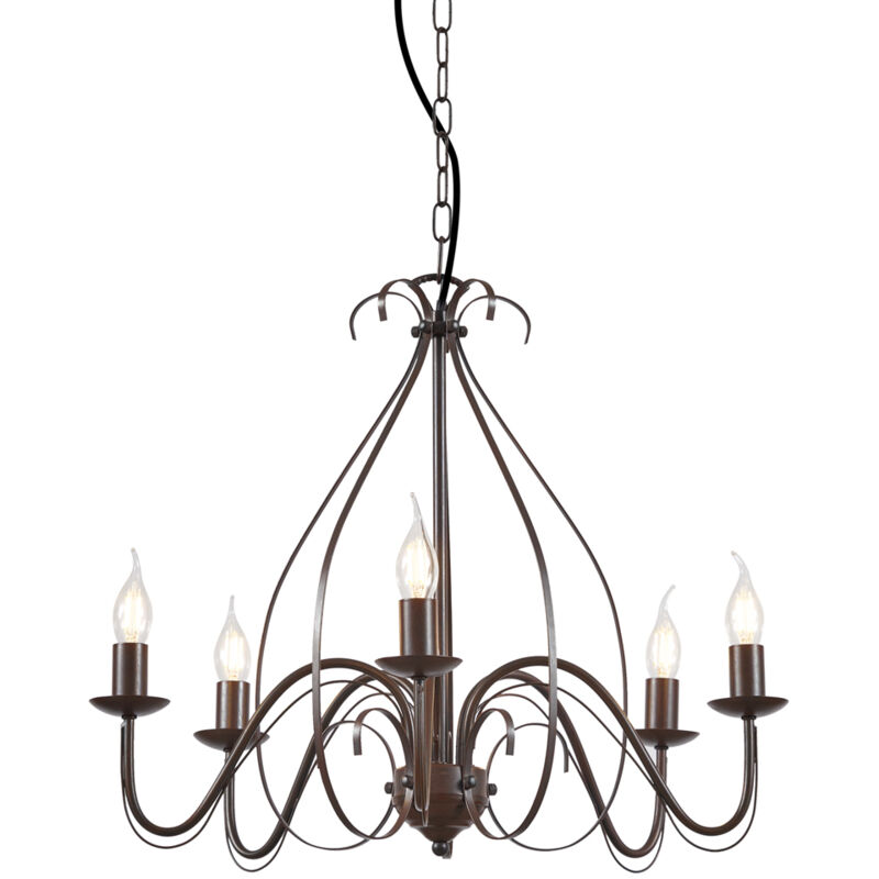 foto del prodotto qazqa lampadario stile italiano giuseppe rustico acciaio ruggine tondo max. 5 x watt