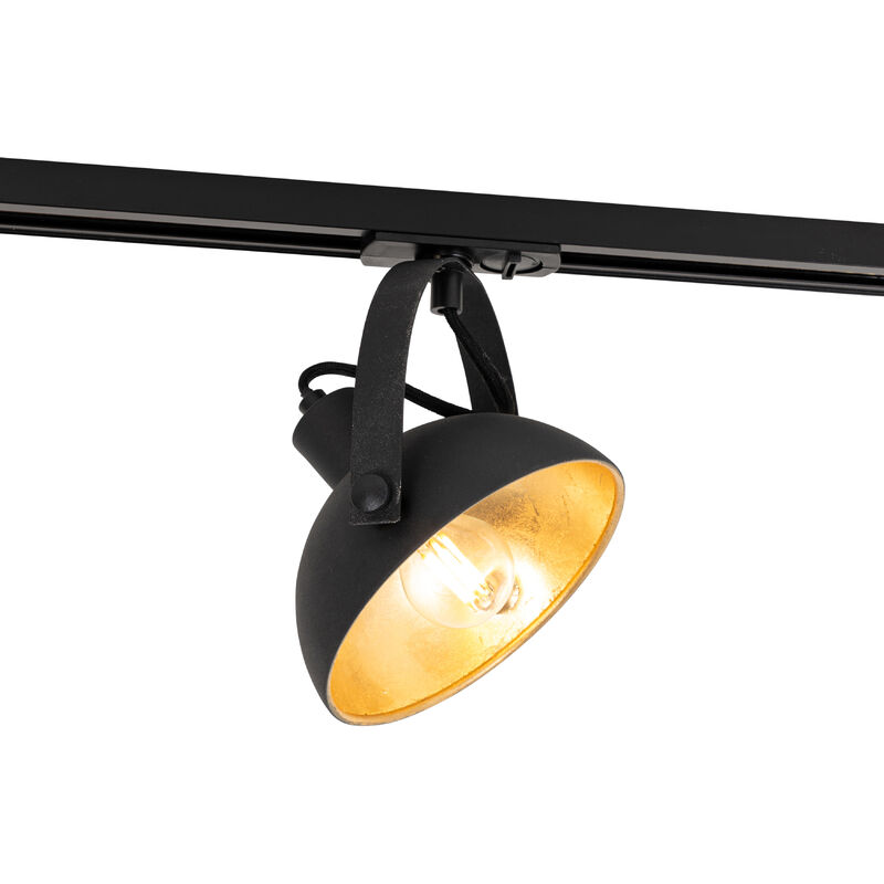 foto del prodotto qazqa magnax industriale acciaio nero oro tondo max. 1 x watt