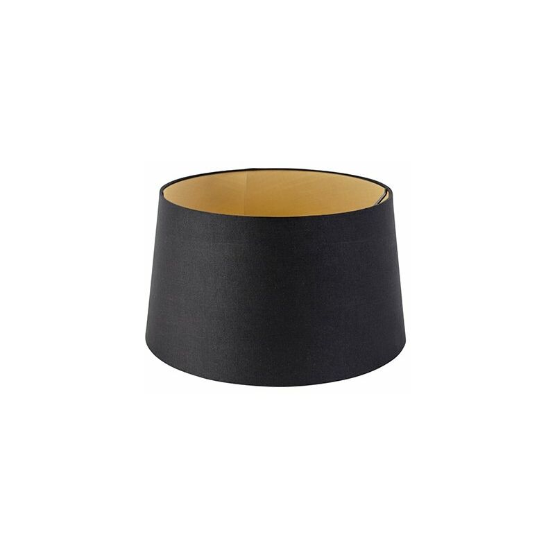 foto del prodotto qazqa moderno cotone paralume in cotone nero 35 30 20 con interno dorato ,