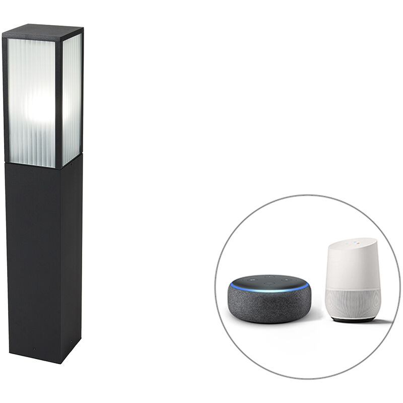 foto del prodotto qazqa palo da giardino charlois moderno alluminio,vetro nero oblungo e27 max. 1 x 8.5 watt