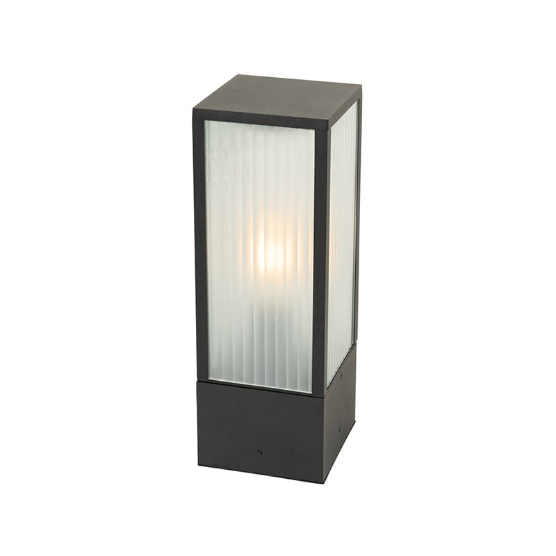 foto del prodotto qazqa palo da giardino charlois moderno alluminio,vetro nero oblungo max. 1 x watt