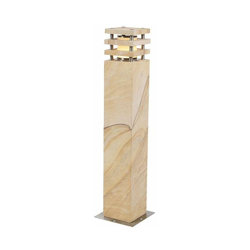 foto del prodotto qazqa palo da giardino grumpy moderno pietra calcestruzzo,acciaio inossidabile beige allungato max. 1 x watt