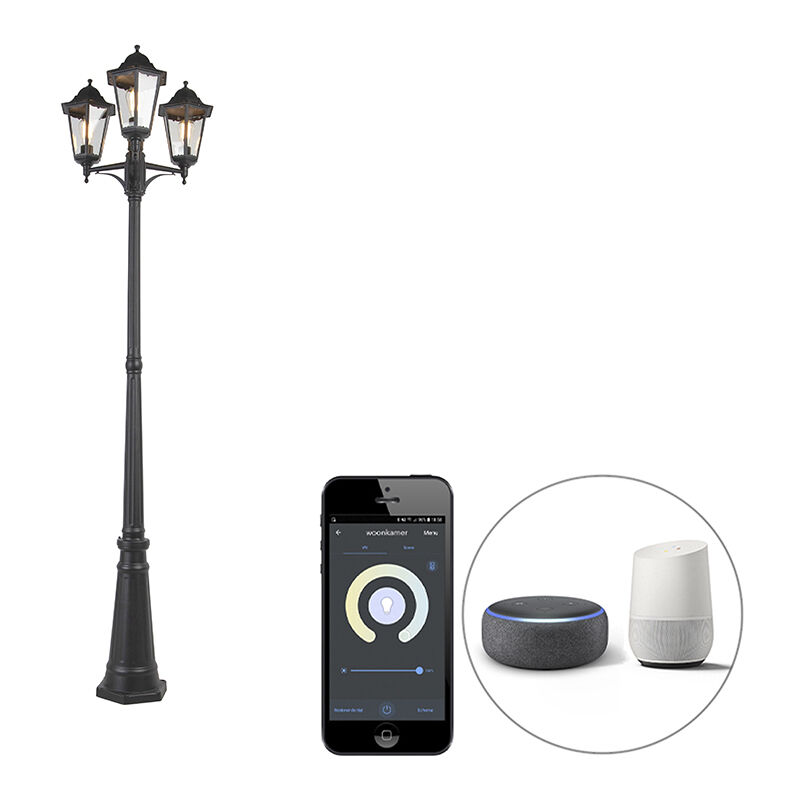 foto del prodotto qazqa palo da giardino new orleans rustico alluminio,vetro nero oblungo e27 max. 3 x 7 watt