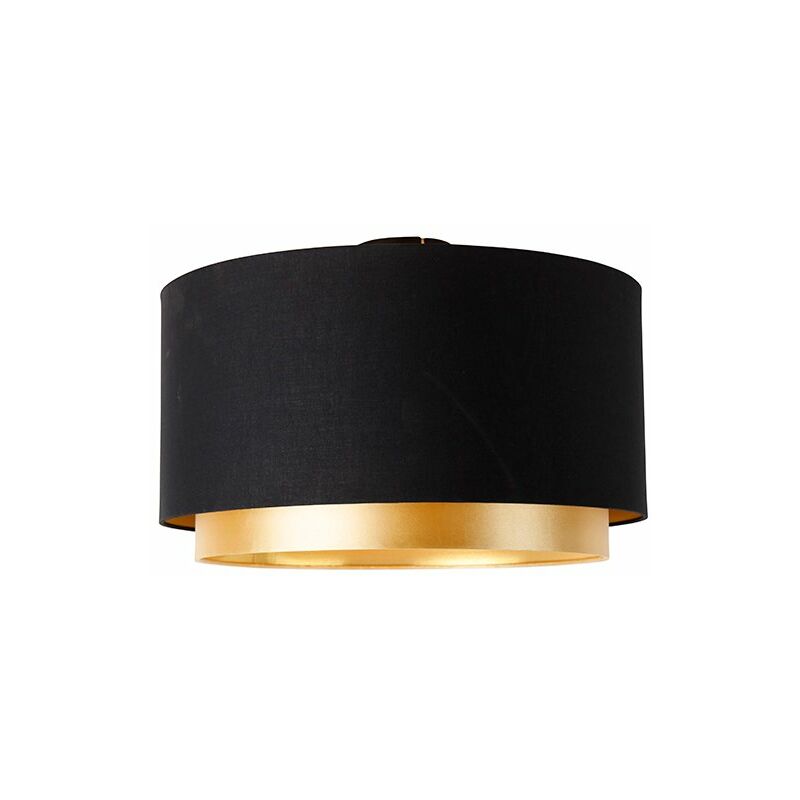 foto del prodotto qazqa plafoniera con paralume shade duo moderno tessuto,acciaio nero oro ottone cilindro max. 1 x watt