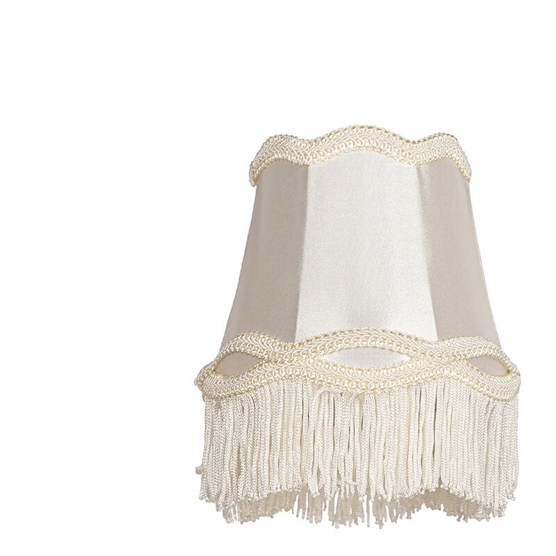 foto del prodotto qazqa retr tessuto paralume in tessuto a clip color crema 12 cm granny , adatto per lampada a sospensione e da terra