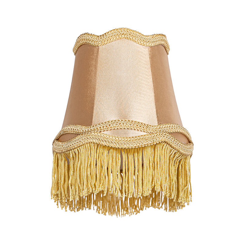 foto del prodotto qazqa retr tessuto paralume in tessuto oro 12 cm granny , adatto per lampada a sospensione e da terra