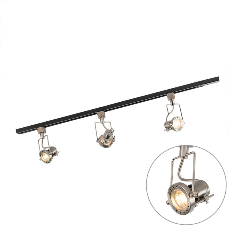 foto del prodotto qazqa suplux moderno acciaio nero acciaio oblungo max. 3 x watt