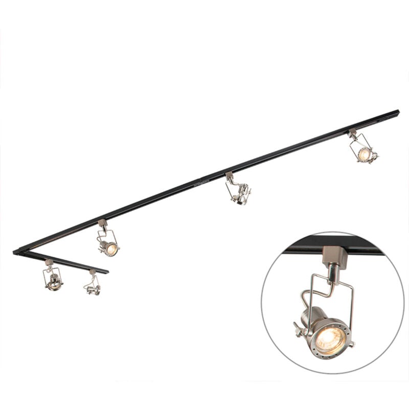 foto del prodotto qazqa suplux moderno acciaio nero acciaio oblungo max. 5 x watt