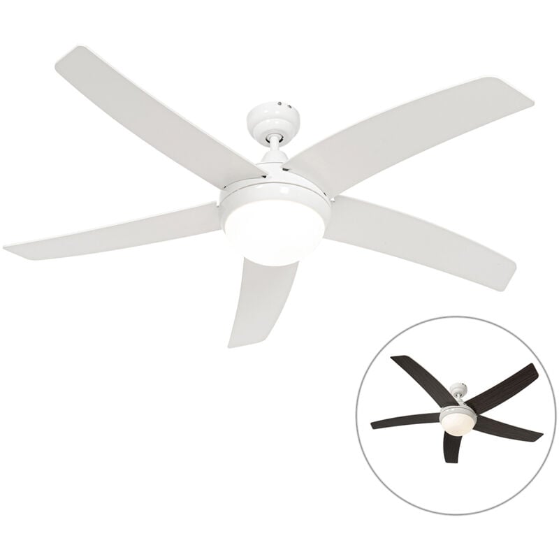 foto del prodotto qazqa ventilatori da soffitto cool moderno acciaio,vetro bianco marrone tondo non sostituibile led max. 1 x 24 watt