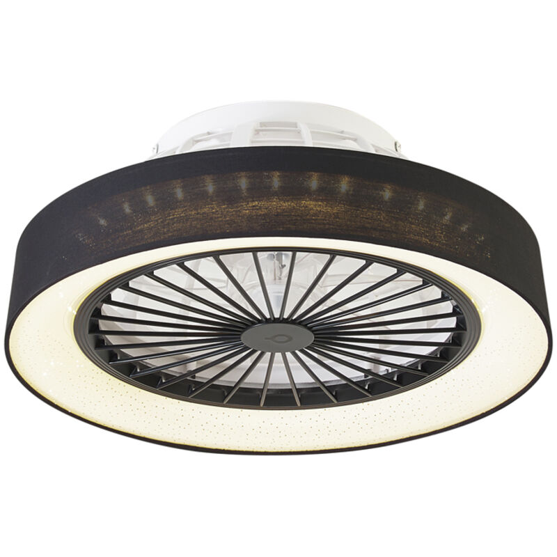 foto del prodotto qazqa ventilatori da soffitto emily moderno acciaio,plastico,tessuto nero tondo non sostituibile led max. 1 x 33 watt