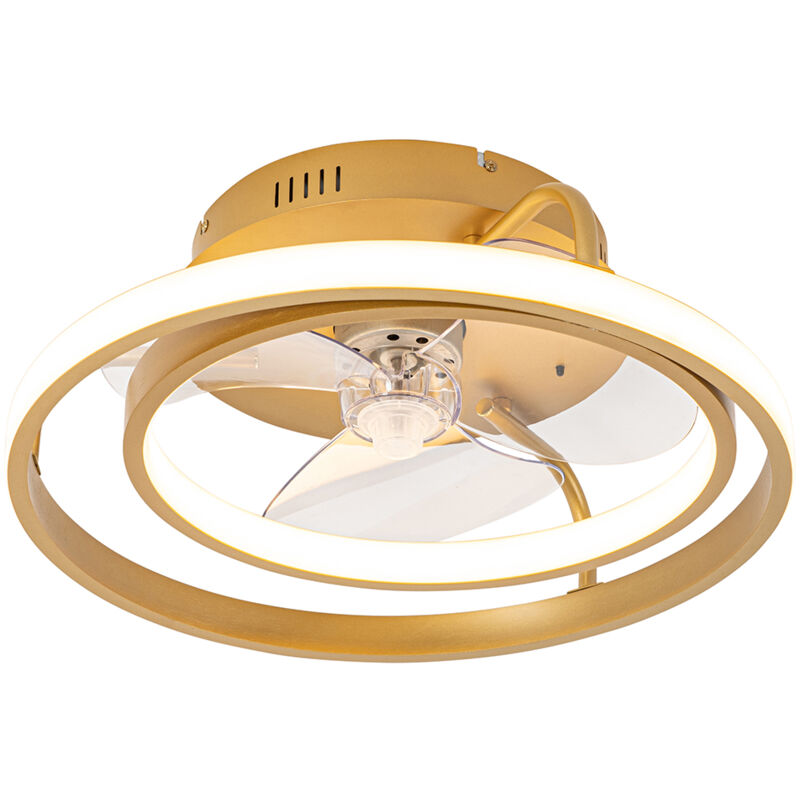 foto del prodotto qazqa ventilatori da soffitto kees design acciaio oro tondo non sostituibile led max. 1 x 40 watt