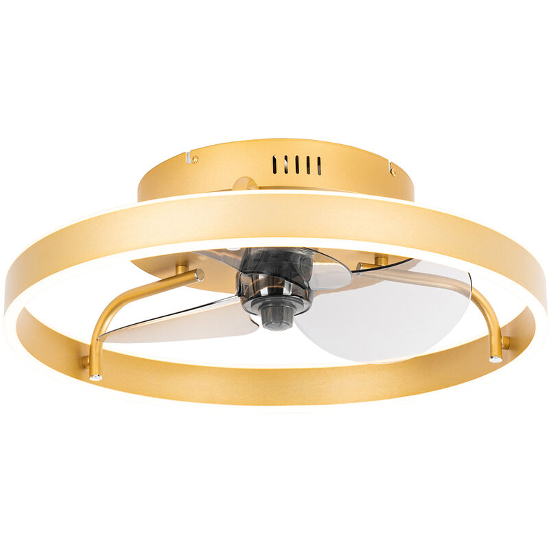 foto del prodotto qazqa ventilatori da soffitto maddy moderno acciaio,plastico oro ottone tondo non sostituibile led max. 1 x 40 watt