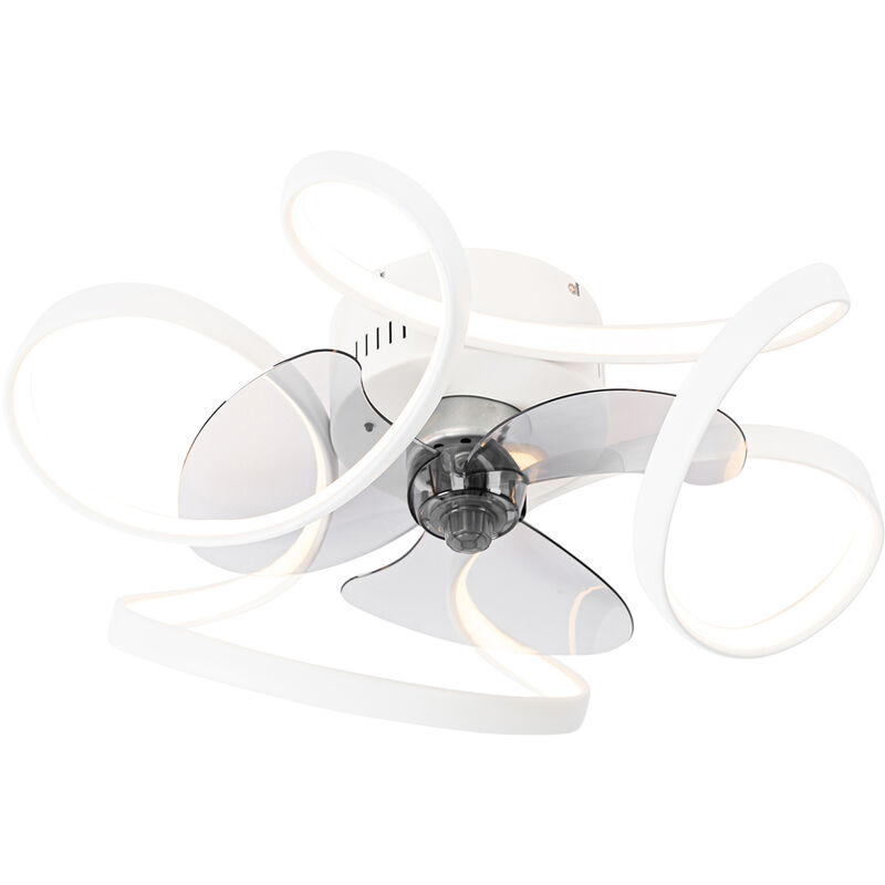 foto del prodotto qazqa ventilatori da soffitto mandy design acciaio,plastico bianco tondo non sostituibile led max. 1 x 40 watt