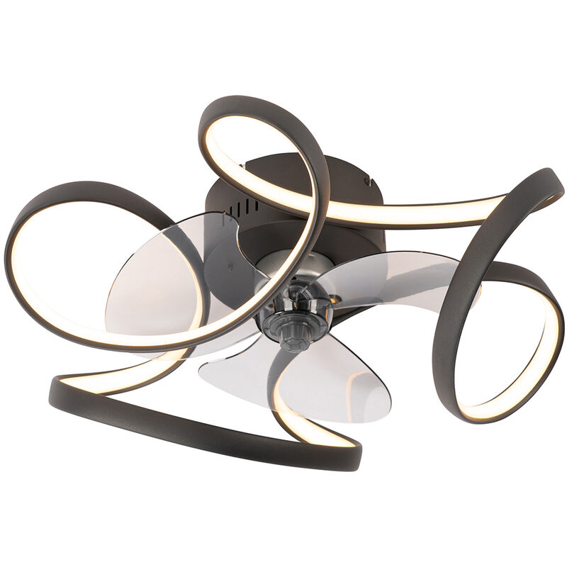 foto del prodotto qazqa ventilatori da soffitto mandy design acciaio,plastico nero tondo non sostituibile led max. 1 x 40 watt