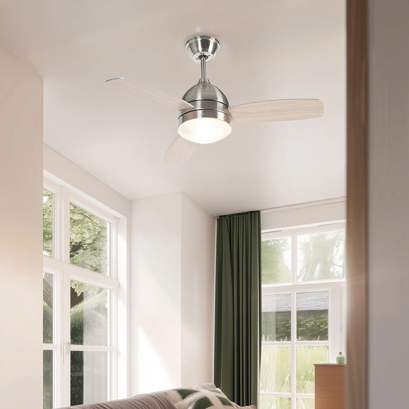 foto del prodotto qazqa ventilatori da soffitto rotar moderno legno,acciaio,plastico acciaio marrone tondo max. 2 x watt