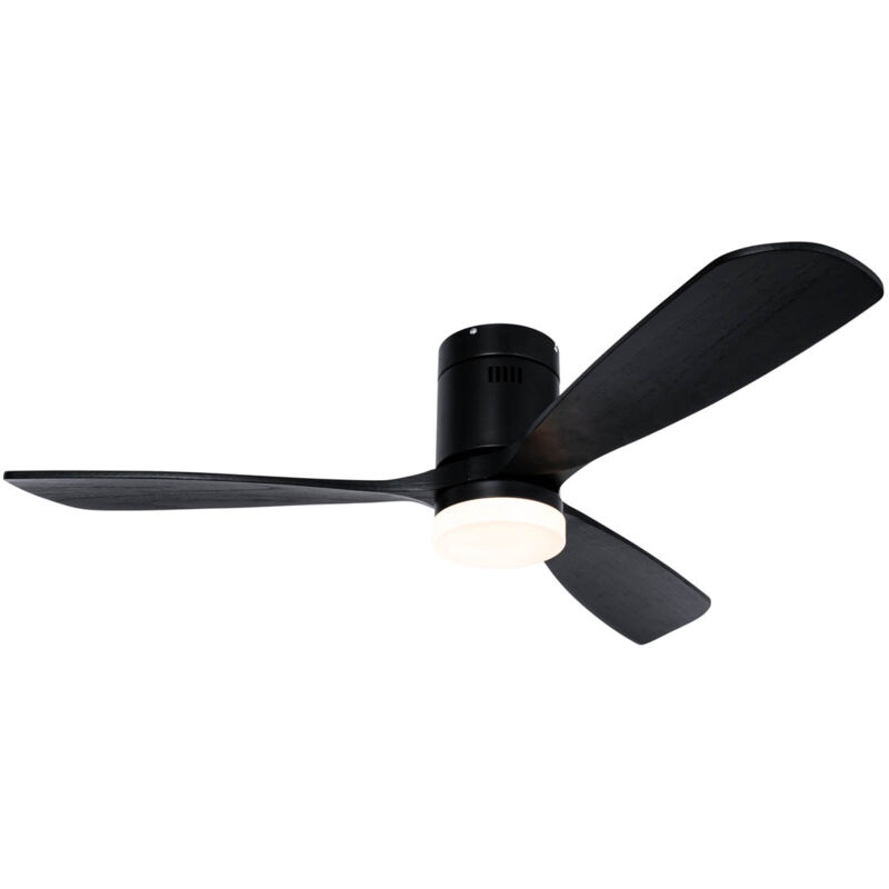 foto del prodotto qazqa ventilatori da soffitto sofia design legno,acciaio,plastico nero tondo non sostituibile led max. 1 x 16 watt