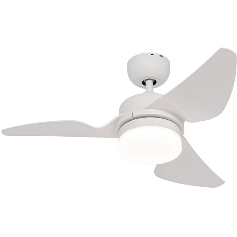 foto del prodotto qazqa ventilatori da soffitto yuki moderno acciaio bianco tondo non sostituibile led max. 1 x 24 watt