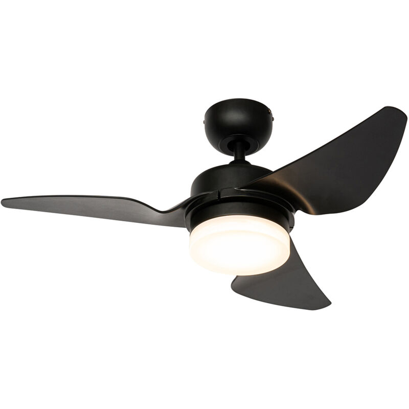 foto del prodotto qazqa ventilatori da soffitto yuki moderno acciaio nero tondo non sostituibile led max. 1 x 24 watt