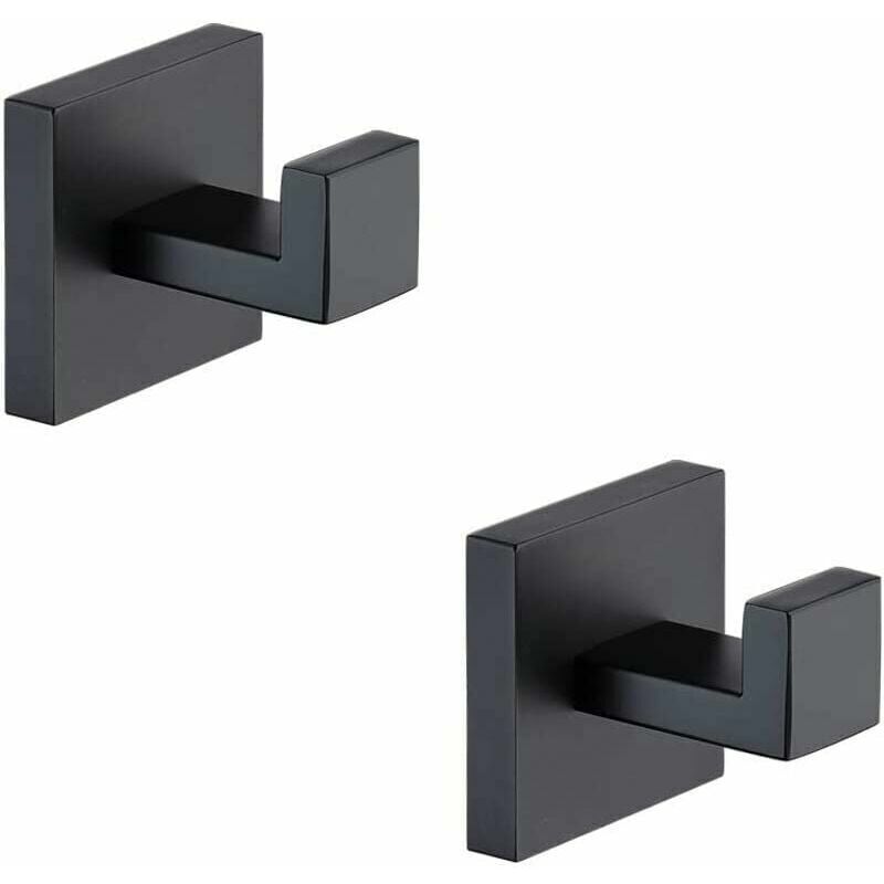 foto del prodotto qersta ganci per accappatoio per il bagno, ganci per asciugamani da bagno, nero opaco, confezione da 2, ganci per cappotti in acciaio inossidabile,