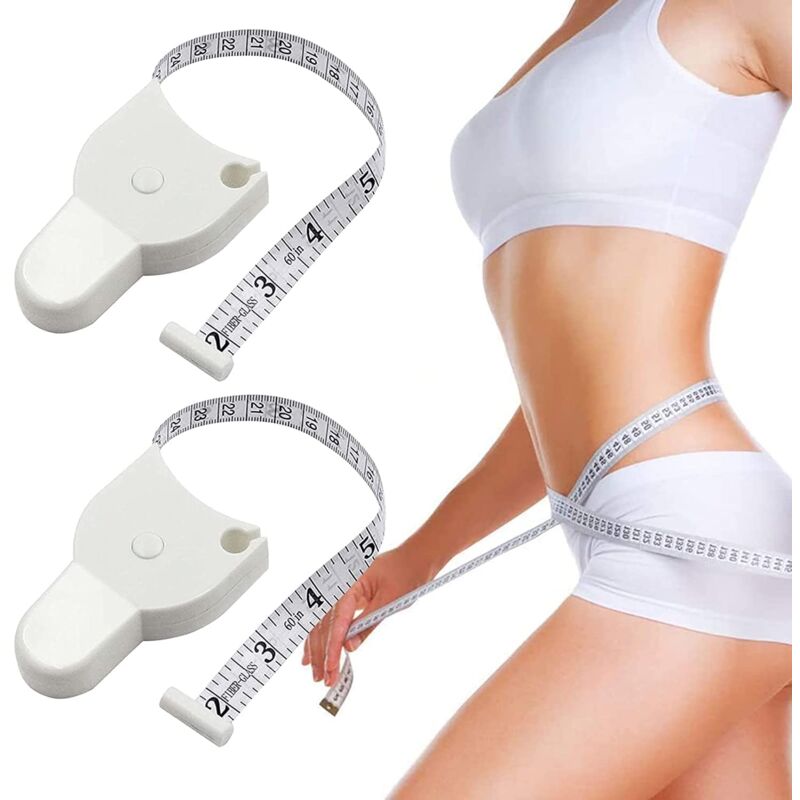 foto del prodotto qiedie 2 pezzi 150 cm metro a nastro retrattile, metro a nastro morbido bianco, metro a nastro da cucito, metro a nastro per il corpo, per cucire e