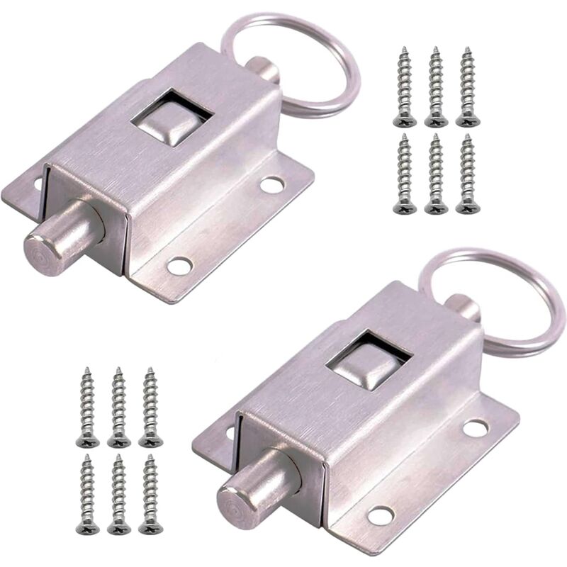 foto del prodotto qiedie 2 pezzi bullone molla automatico, fermo scorrevole, fermo a molla in acciaio inox, con viti, per bagno, wc, ecc. tutti i tipi di porte