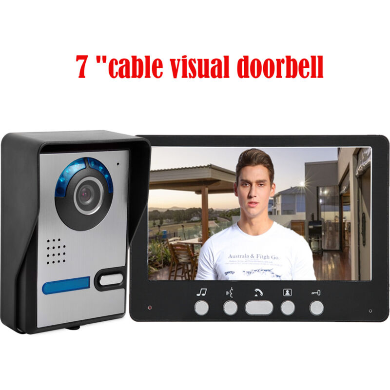 foto del prodotto qiedie campanello visivo cablato da 7 pollici, sistema di interfono bidirezionale, sistema di visione notturna a infrarossi impermeabile, 2 pezzi