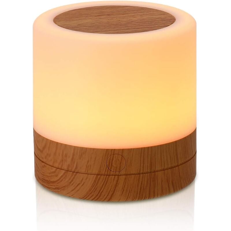 foto del prodotto qiedie lampada da comodino in legno, lampada da comodino con sensore tattile, luce notturna a led, mini lampada da comodino