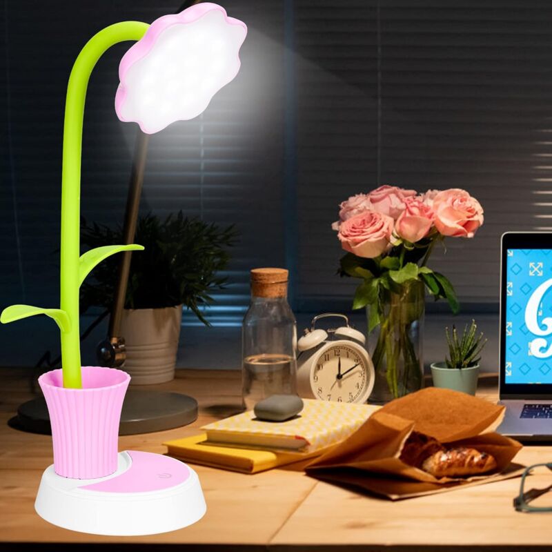 foto del prodotto qiedie lampada da scrivania per bambini, lampada da scrivania a led, lampada da comodino con sensore tattile dimmerabile, lampada da lettura che