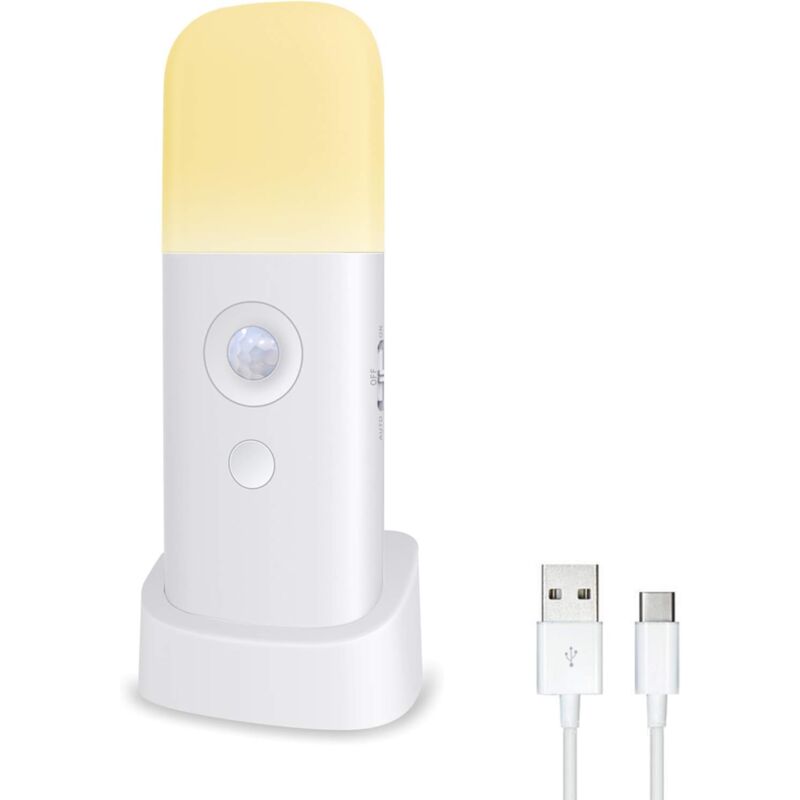 foto del prodotto qiedie luce notturna a led ricaricabile per adulti, 2000 mah, sensore di movimento per interni, 5 livelli di luminosit regolabili luce calda 