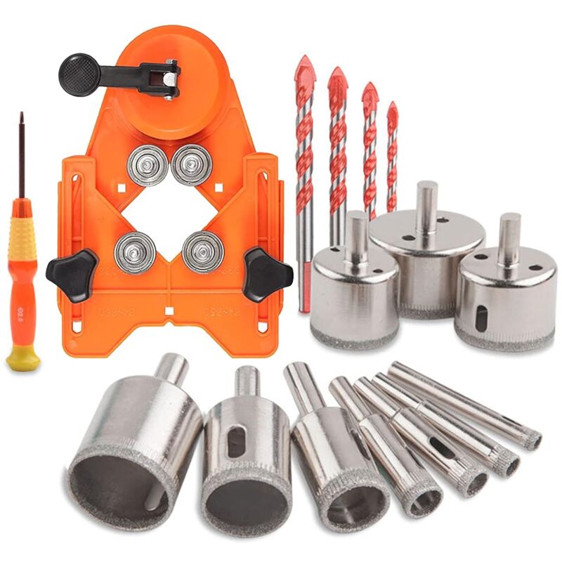 foto del prodotto qiedie set di punte per trapano diamantate, kit di seghe a tazza con 10 pezzi di seghe a tazza da 6 50 mm, localizzatore di fori per trapano, 4