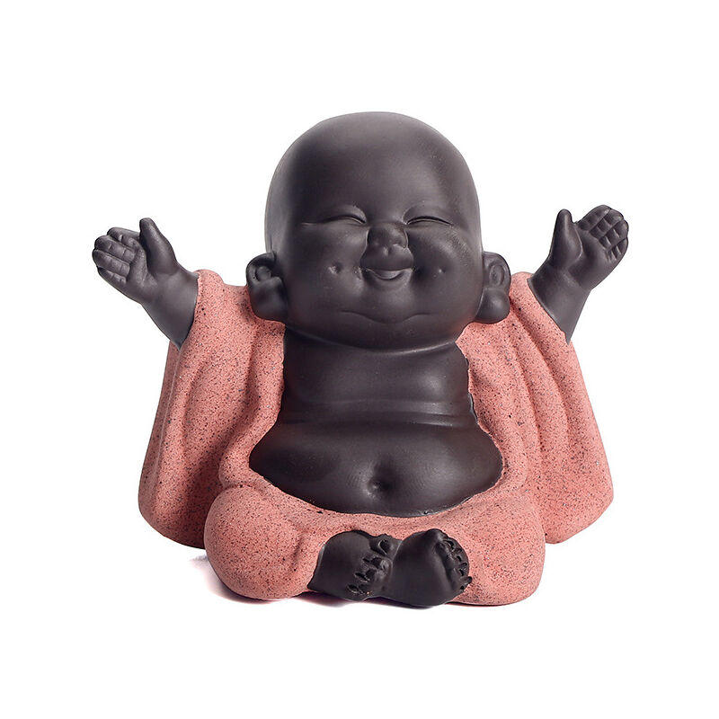 foto del prodotto qikuver buddha maitreya che ride, statua di buddha in ceramica, scultura di t ornamentale, mini ornamenti di buddha fortunato seduto, ornamenti da