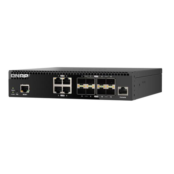 foto del prodotto qnap qsw m3212r 8s4t switch di rete gestito 10g ethernet 100 1000 10000 1u