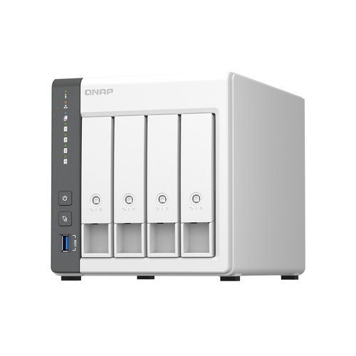 foto del prodotto qnap ts-433 nas tower arm cortex-a55 4 gb 0 tb qnap qts bianco - ts-433-4g