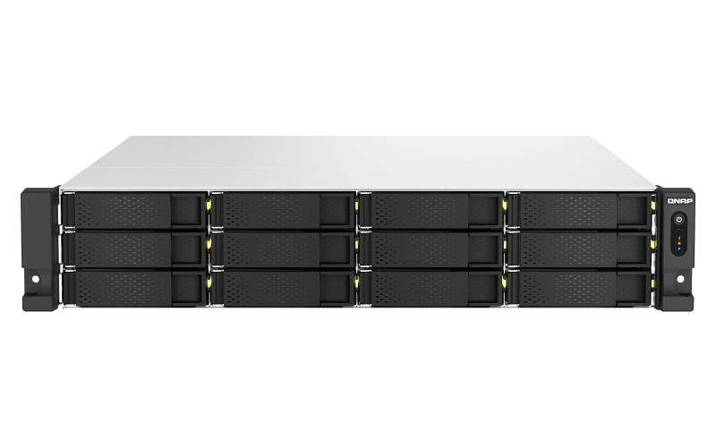 foto del prodotto qnap ts h1887xu rp nas armadio 2u intel xeon e e 2336 32 gb ddr4 0 tb quts hero nero, bianco