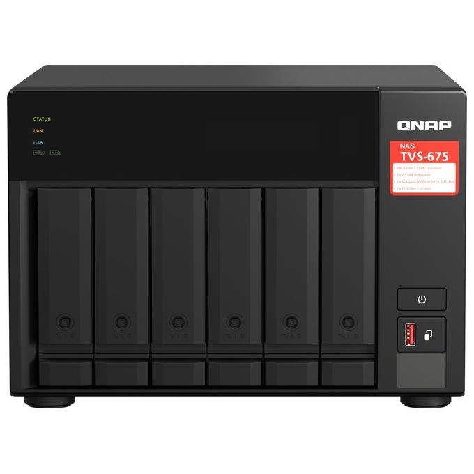 foto del prodotto qnap tvs-675 nas tower collegamento ethernet lan nero kx-u6580