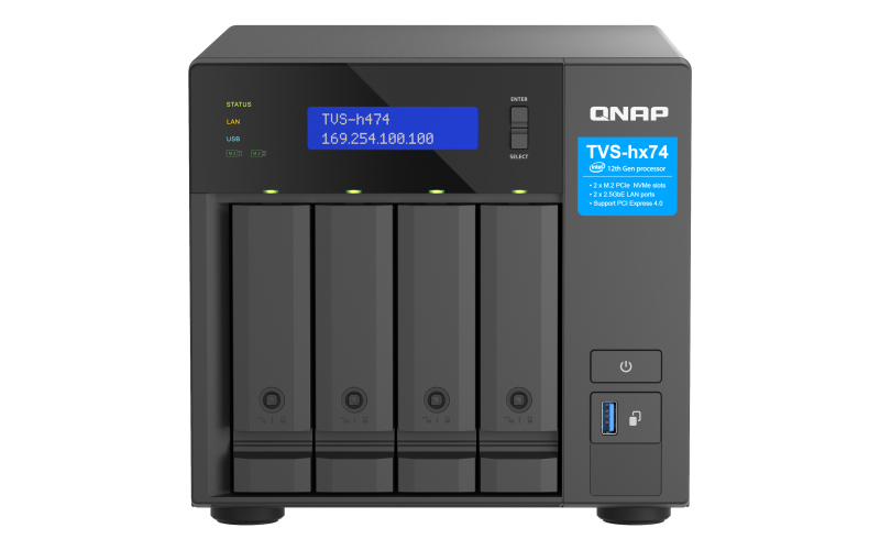 foto del prodotto qnap tvs h474 nas tower intel pentium g7400 8 gb ddr4 0 tb quts hero nero