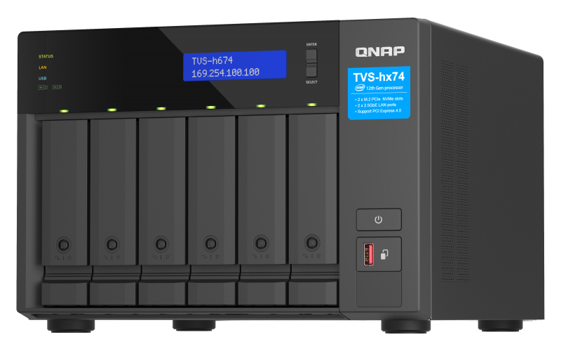 foto del prodotto qnap tvs h674 nas tower intel core i5 i5 12400 32 gb ddr4 0 tb quts hero nero