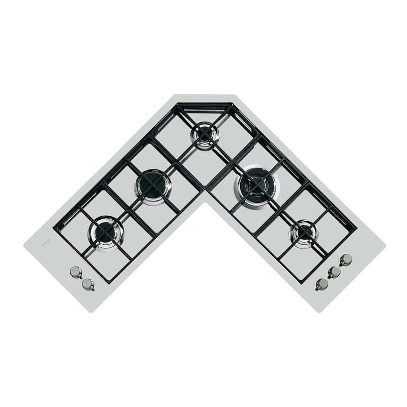 foto del prodotto quadra.5f angolare.ft. colore del prodotto acciaio inox, posizionamento dell apparecchio da incasso, tipo di piano cottura gas. bruciatore