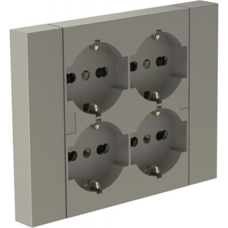 foto del prodotto quadra multipresa incasso con 4 prese bipasso schuko colore sabbia scatola a 3 moduli per muratura e cartongesso electraline