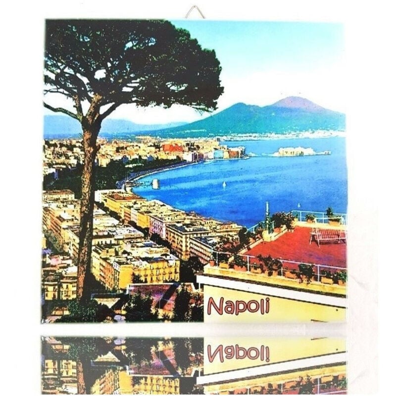 foto del prodotto quadretto piastrella decorativa porta fortuna ceramica cartolina napoli trade shop traesio