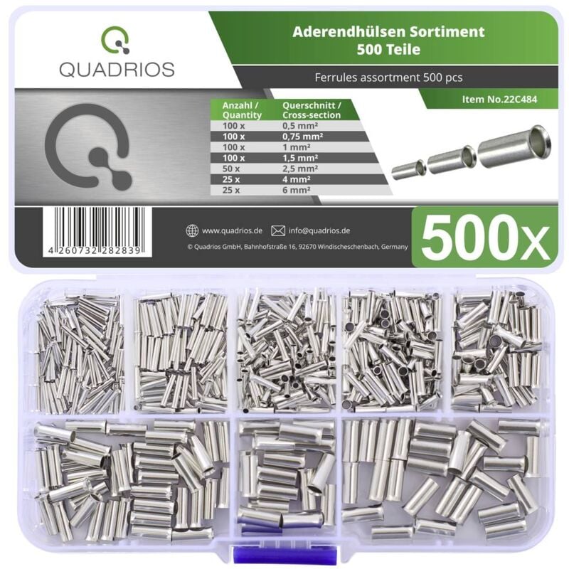 foto del prodotto quadrios 22c484 assortimento capicorda 0.5 mm , 0.75 mm , 1.0 mm , 1.5 mm , 2.5 mm , 4.0 mm , 6.0 mm non isolato 500 p