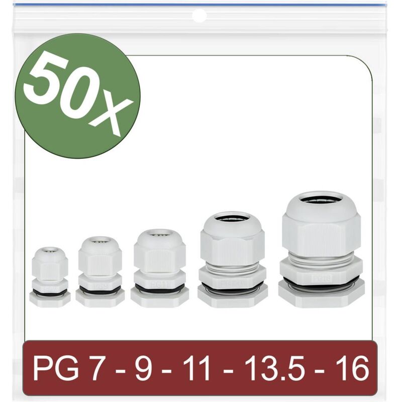 immagine 0 del prodotto quadrios 24ca401 pressacavo filettato pg7, pg9, pg11, pg13.5, pg16 poliammide grigio 50 pz.