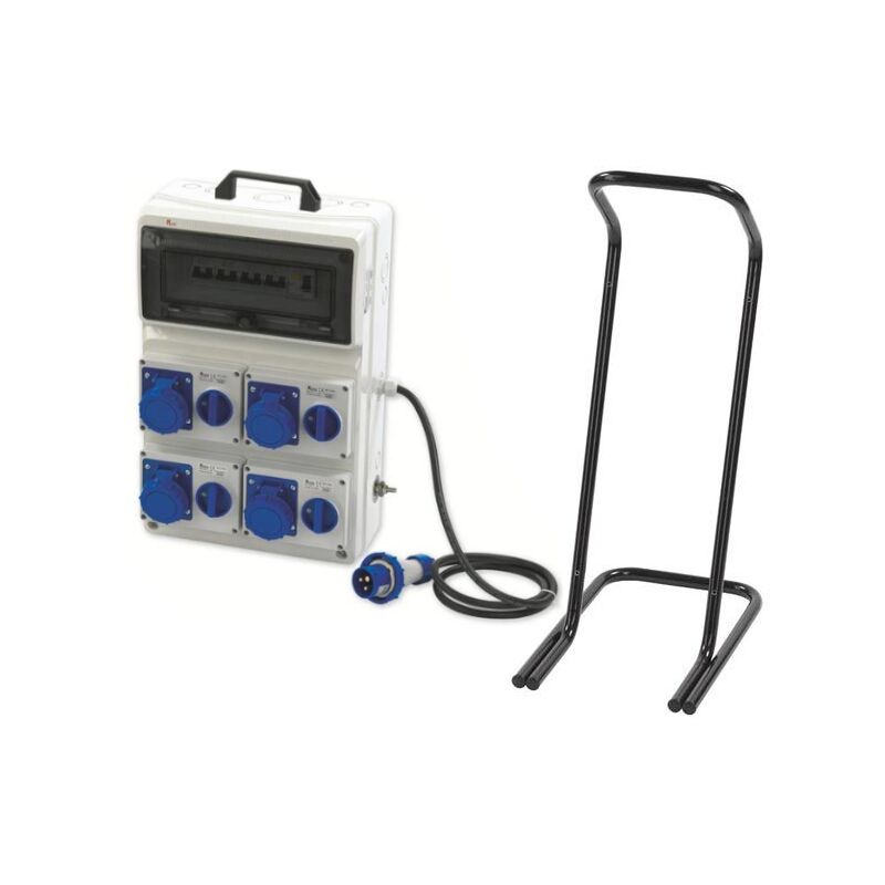 immagine 0 del prodotto quadro asc portatile, 6kw 230v, ip65, 4 prese interbloccate 2p t 16a, spina 2p t 32a, con magnetotermico, differenziale generale e cavalletto rosi