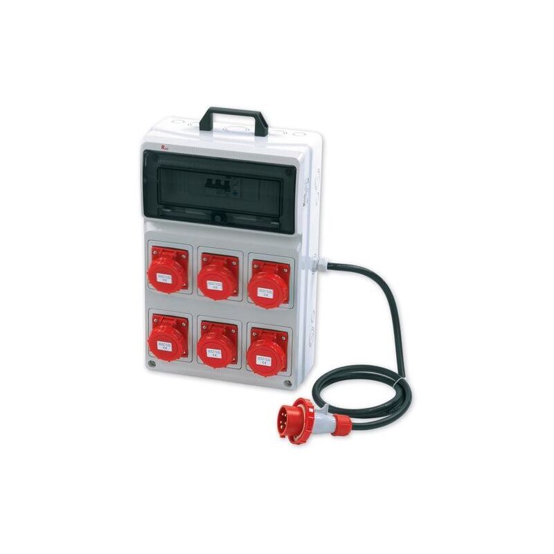 foto del prodotto quadro asc portatile, 9kw 400v, ip65, 6 prese 3p t 16a, spina 3p t 16a, con magnetotermico differenziale rosi 2280