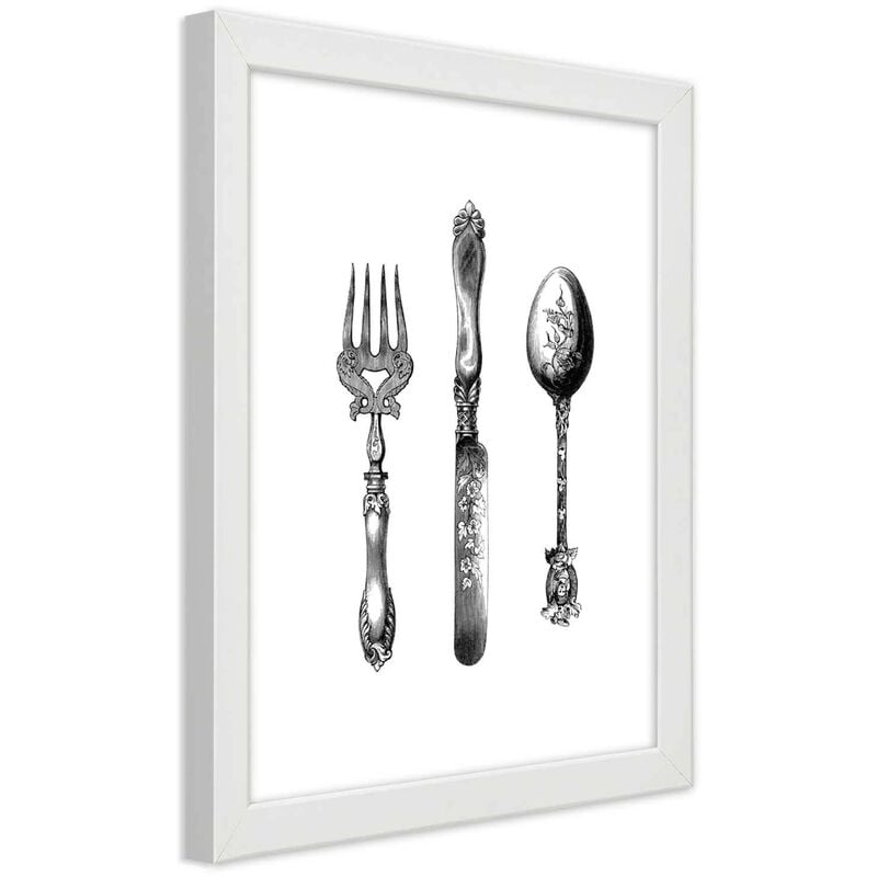 foto del prodotto quadro con cornice, posate rustiche - 30x45