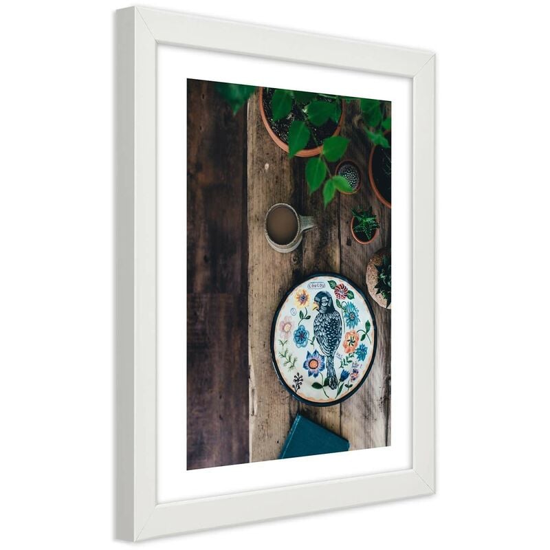 foto del prodotto quadro con cornice, uccello ricamato 20x30