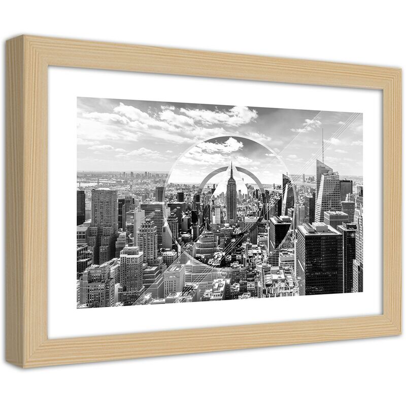 foto del prodotto quadro con cornice, vista sui grattacieli 30x20