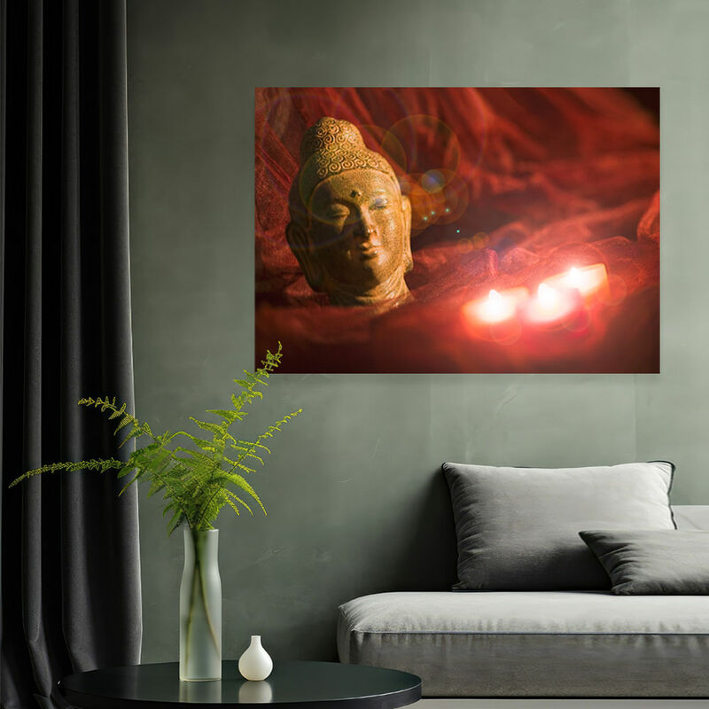 foto del prodotto quadro da parete a led, quadro luminoso, decorazione da parete, stampa artistica di buddha con illuminazione, batterie, 3 lampadine a led, lxh 45x30